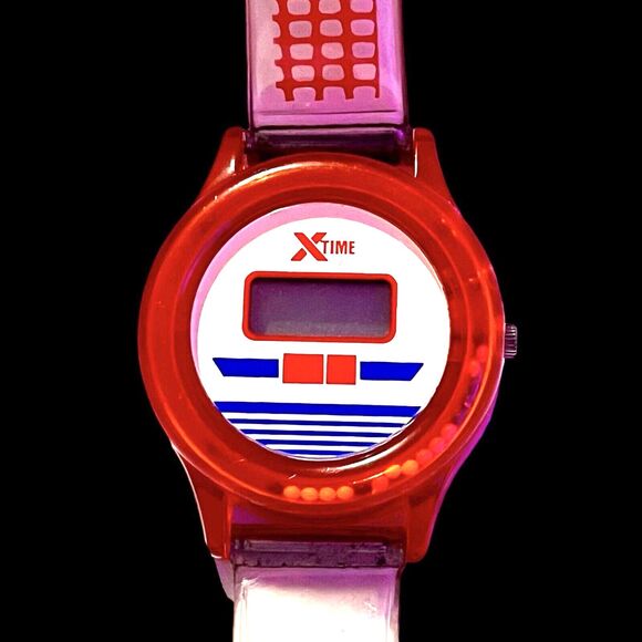 Vintage XTime Kids Watch Untested, PARTS ONLY, Red, Blue, Digital - Picture 1 of 7